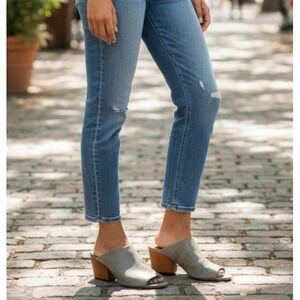 Corso Como CC-Intra Womens Pump 7.5M Olive Leather‎ Peep Toe Slip-On Block Heel